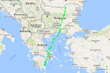 Migration map of captive-bred Egyptian vulture Elodie originating from Turkish population and released in Bulgaria in August 2016.