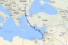 Migration map of captive-bred Egyptian vulture Regina originating from Turkish population and released in Bulgaria in August 2016.