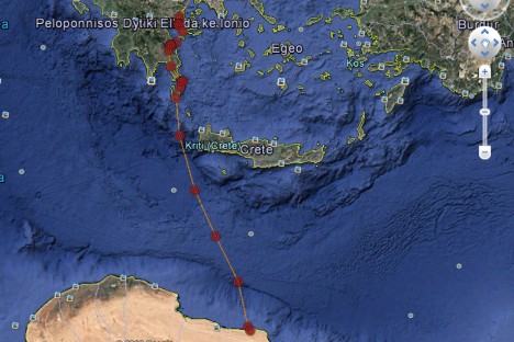 Elodie flew 480 km over the sea for 12 hours between Greece and Libya!